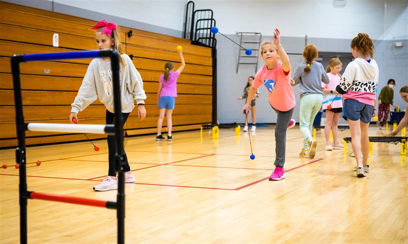 Students play in PE class